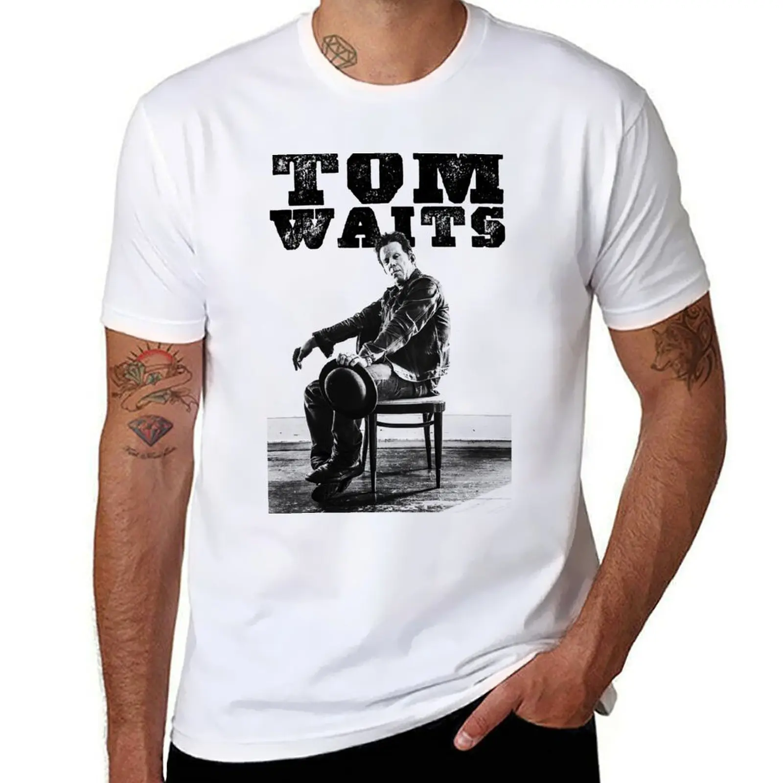 

Tom Waits Portrait Tribute T-Shirt man t shirt cotton man graphic t shirt T-Shirt