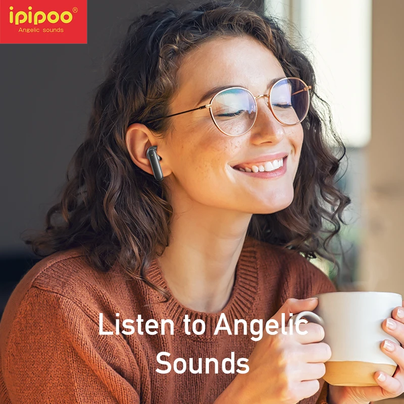 IPIPOO ENC الحد من الضوضاء سماعات بلوتوث 4 هيئة التصنيع العسكري دعوة الحد من الضوضاء سماعات بلوتوث 5.3 الموسيقى اللاسلكية TWS سماعة
