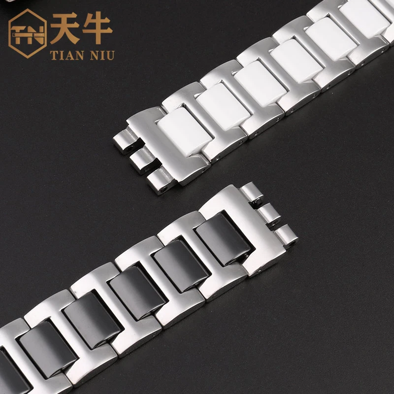 watchband For Swatch solid core metal bracelet concave convex watch chain YCS Yas YGS iron men and women\'s steel ceramic strap