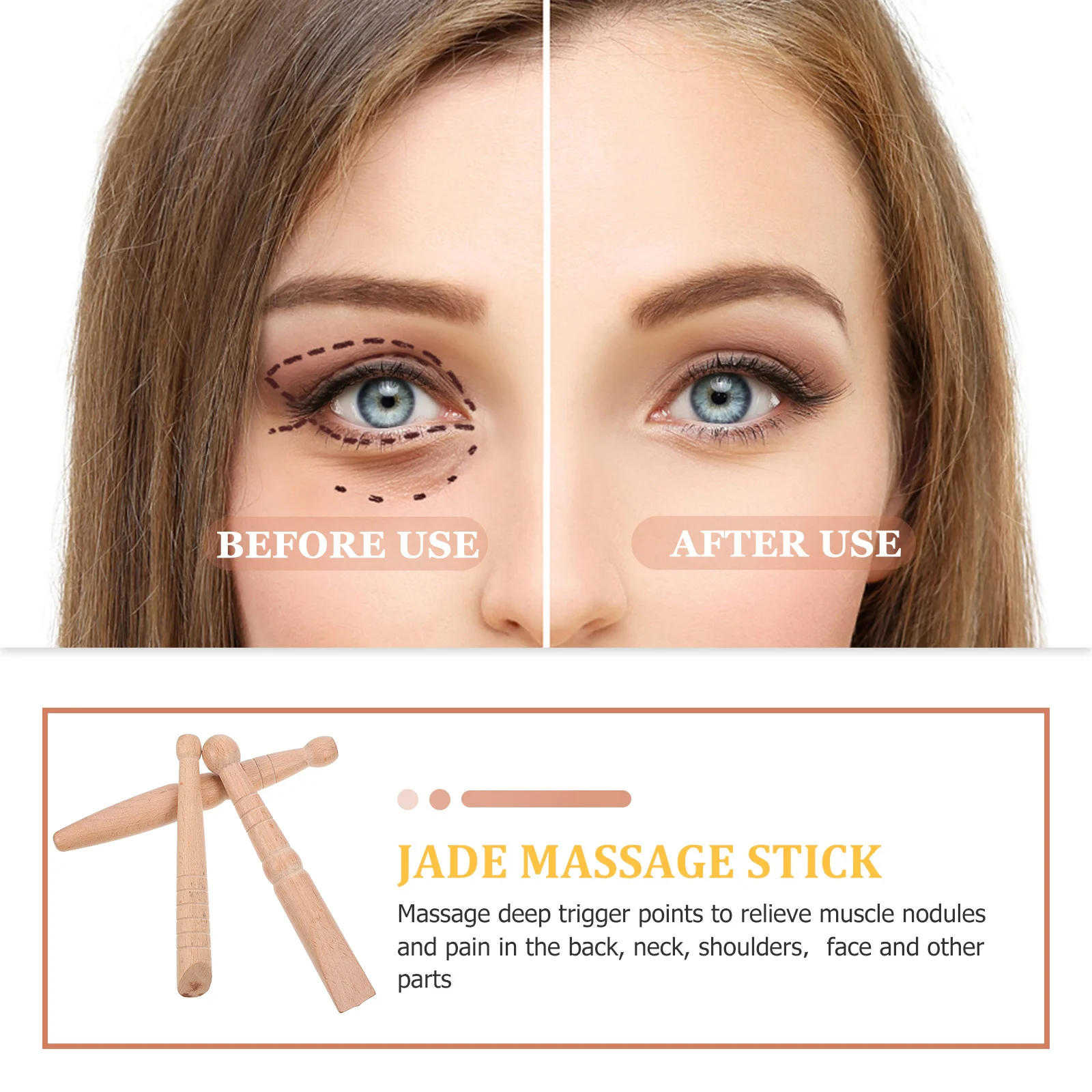 3pcs Foot Acupressure Stick Natural Wood Massage Tool For Body Relaxation Portable Reflexology Stick For Neck Shoulder Back Legs