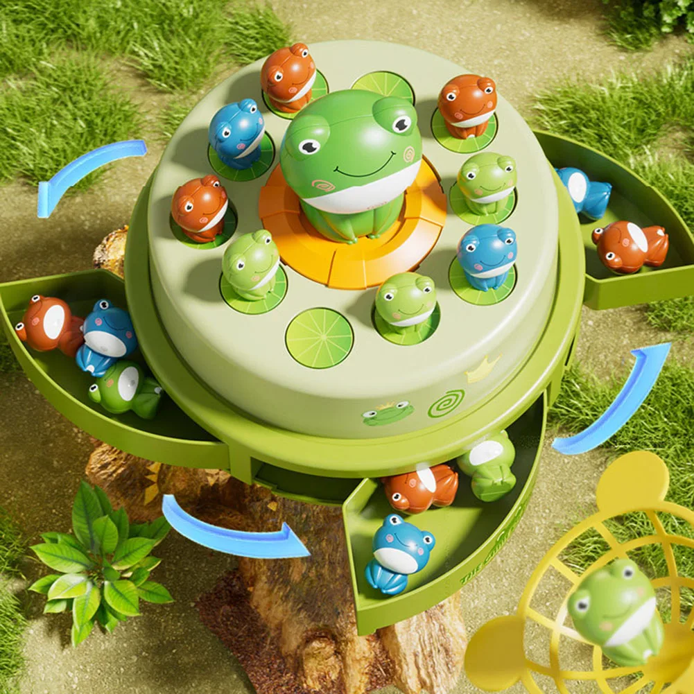 Frog Bounce and Catch Toy Interactive Educational Tabletop Family Game with Music Multi-Function for Kids Reaction Training