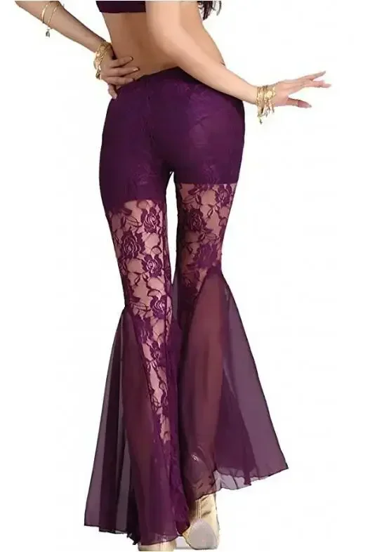 Sexy Nieuwe Professionele Vrouwen Buikdans Broek Kant Bollywood Indiase Dans Kostuums Tribal Buikdans Flares Broek