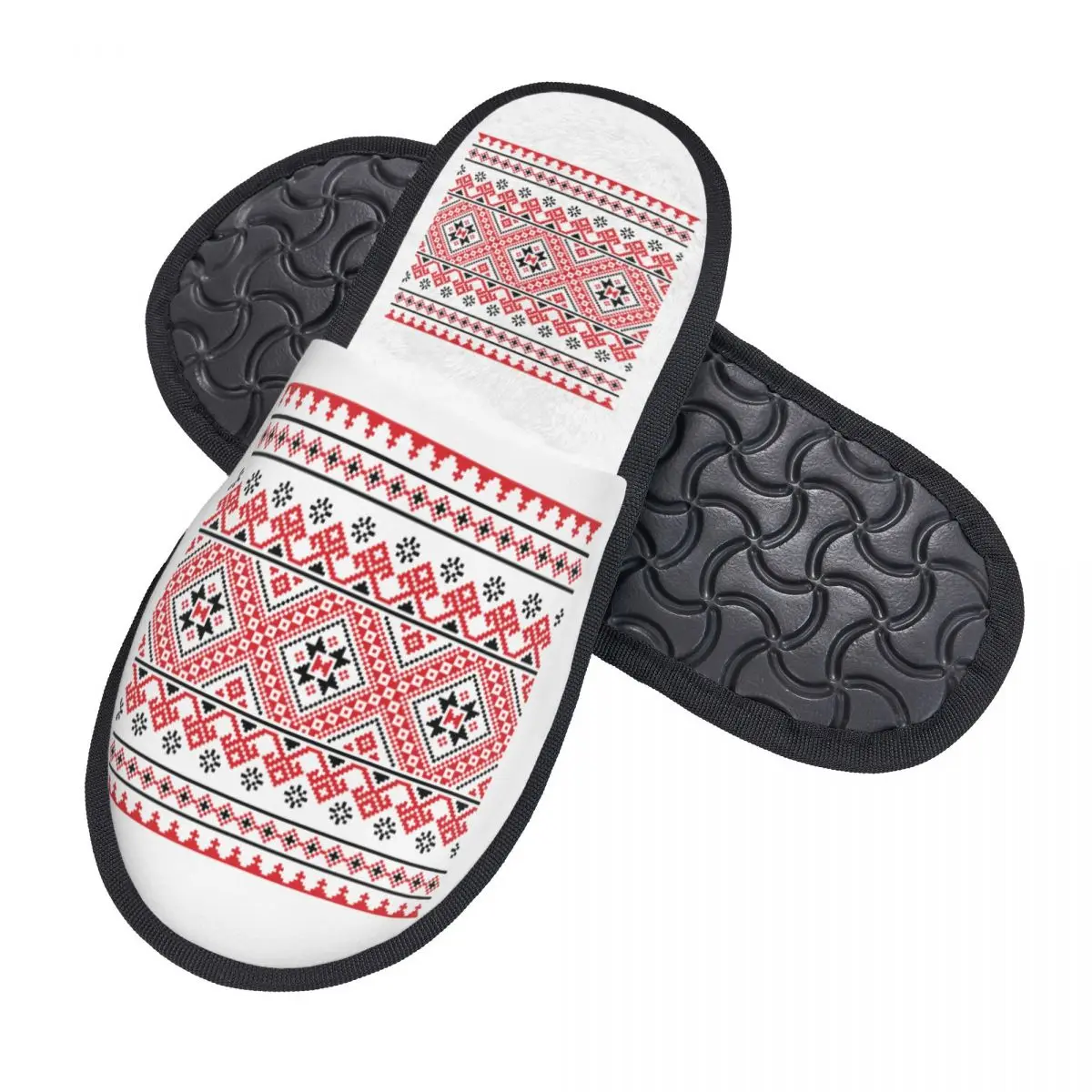 Custom Ukrainian Traditional Embroidery Comfort Scuff With Memory Foam Slippers Women Vyshyvanka Spa House Shoes