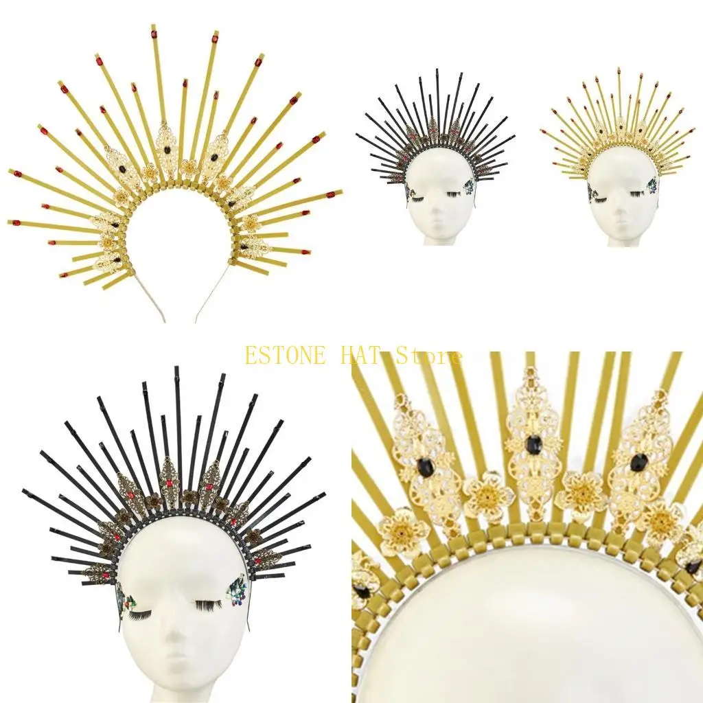 

49MF Spiked Crown Goths Headpiece Mary HaloCrown Mary Headband Headband