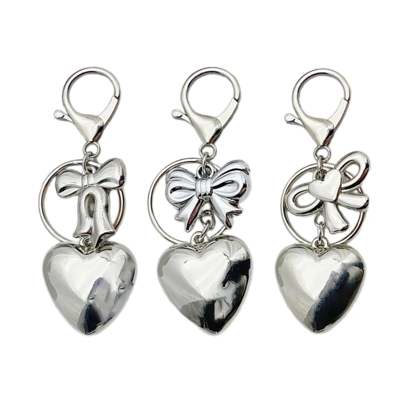 Attractive Heart shaped Keychain Pendant with Bowknot Fashionable Pendant with 3D Heart shaped for Bag and Keychains