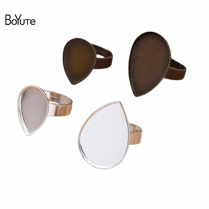 

BoYuTe (50 Pieces/Lot) Metal Brass Water Drop Blank Ring Base Diy Adjustable Ring Settings Jewelry Accessories
