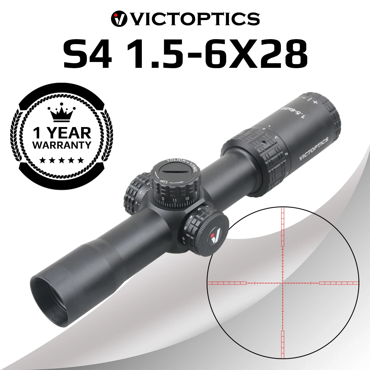 Victoptics S4 1.5-6x28 SFP Riflescope With Red/Green Illumination & Turret Lock Features Edge-to-Edge Image For AR Series