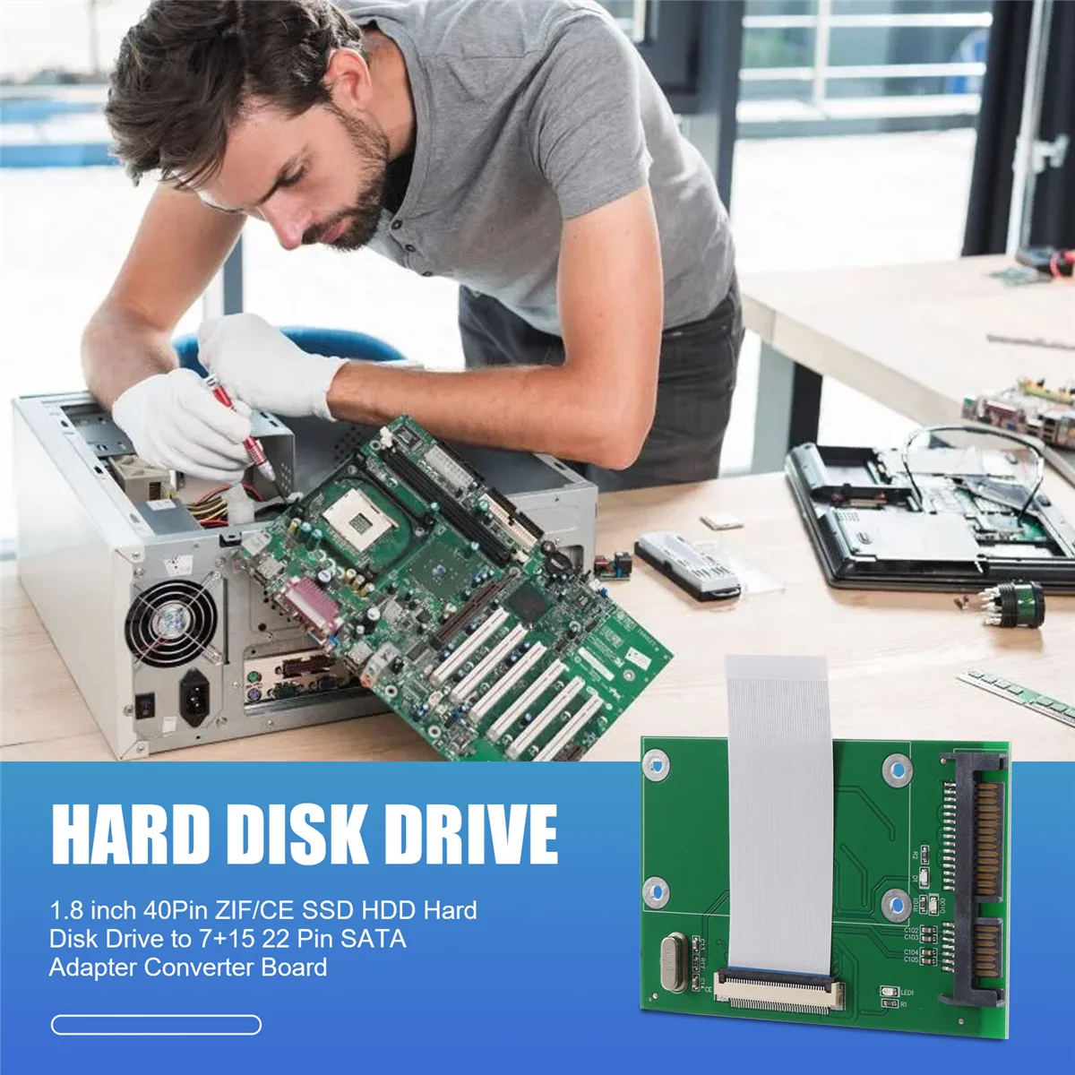 SMIEA 1.8 بوصة 40Pin ZIF/CE SSD HDD القرص الصلب محرك إلى 7 + 15 22 دبوس SATA محول لوحة محول