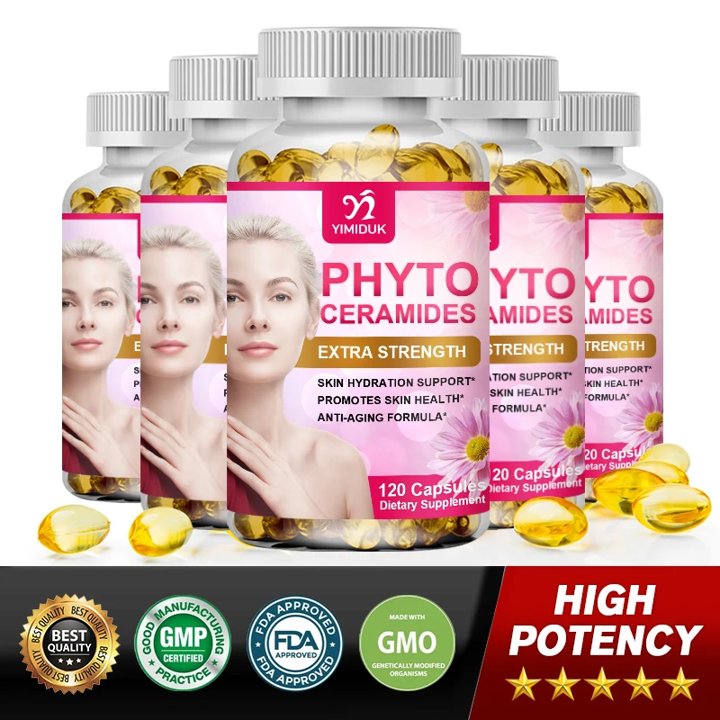 Phytoceramides Capsules Natural Anti-Aging Skin & Hair Vitamins for Collagen Boost & Rejuvenation Vitamins A, C, D, E Capsules