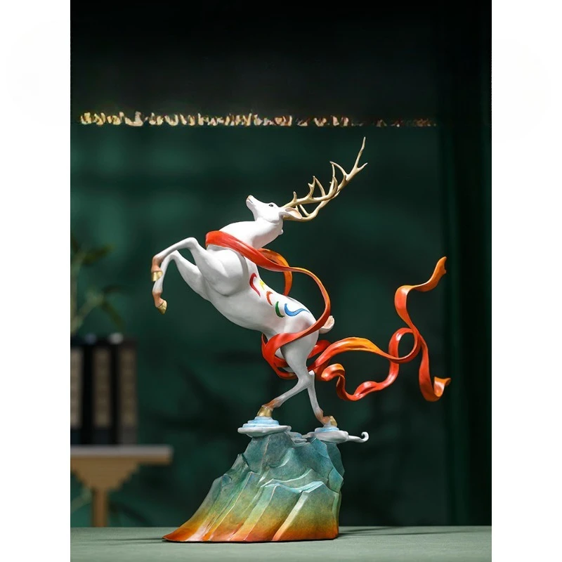 Brass all the way long red Dunhuang nine-color deer ornament home decoration advanced sense