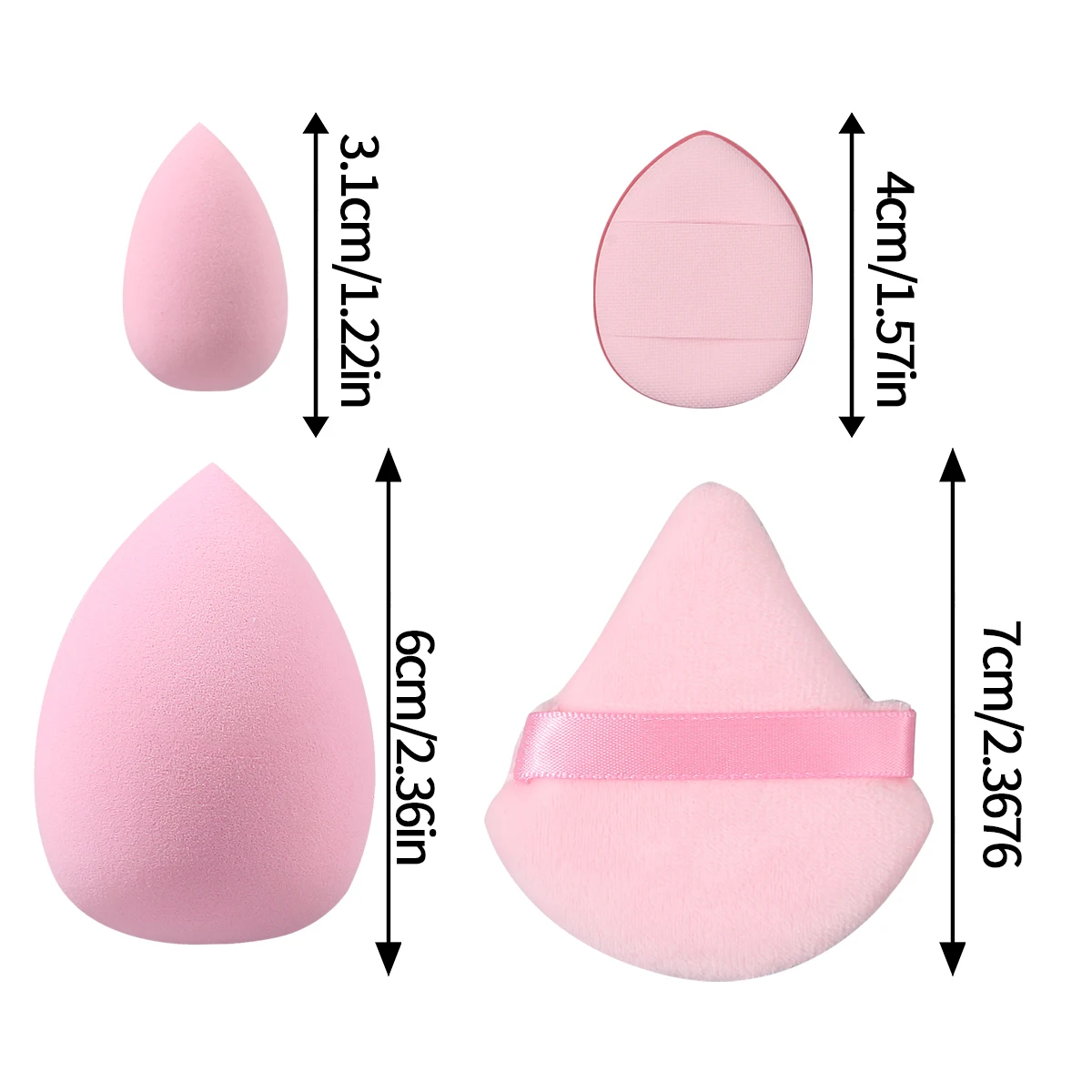 12 peças de esponja de maquiagem rosa em pó puff conjunto de ovo de beleza é uma ferramenta de maquiagem profissional compacta, portátil e não pegajosa