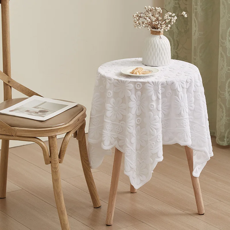Multi Style Lace Linen Tablecloth Round Table Cover Floral Print Tassel Table Cloth for Wedding Home Dining Party Decor