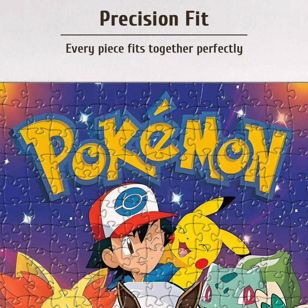 Pokemon Theme Wooden Puzzle Game -108/200/300/500/1000 Pieces Optional, Assembly Fun, Room Decoration