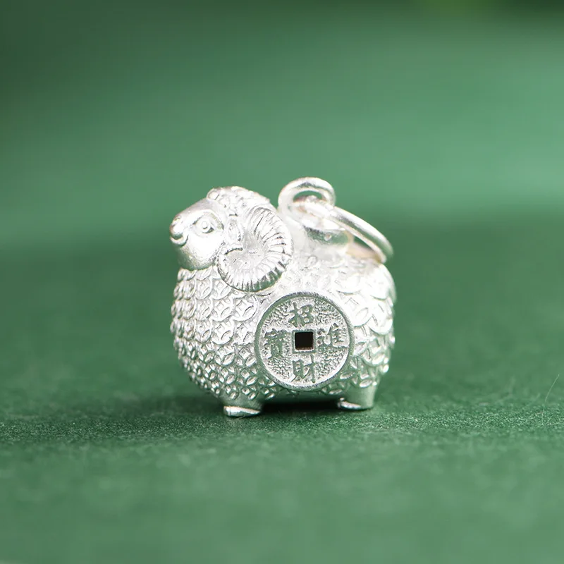 BOCAI New S999 Sterling Silver Jewelry Retro Personality Attracting Wealth Lamb Pendant Women's Selected Gift