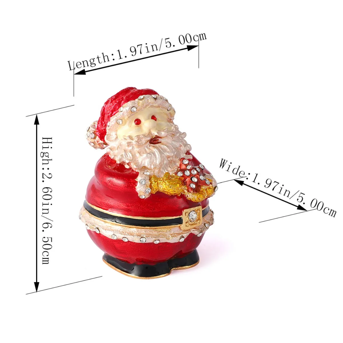 

QIFU Metal Craft Lovely Santa Claus Trinket Box for Christmas