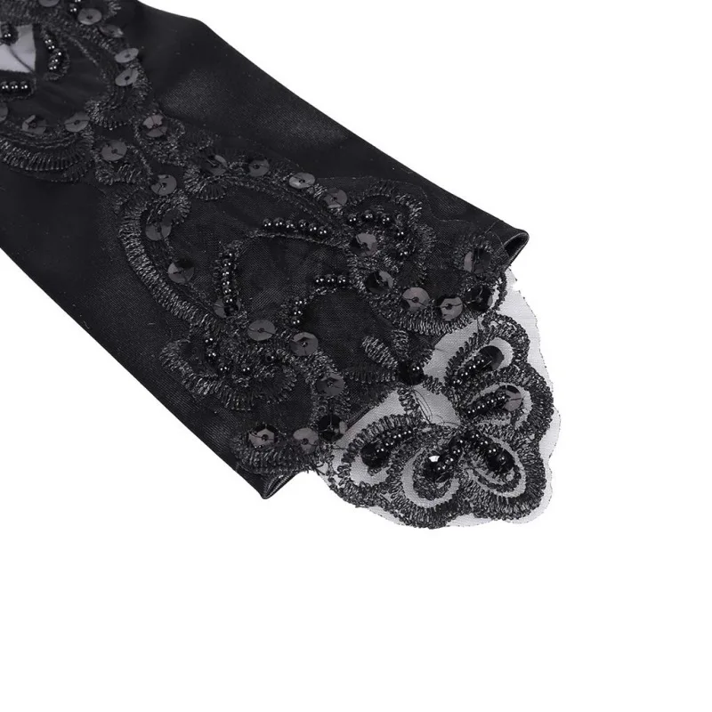 المرأة الساتان هوك إصبع أصابع قفازات ريترو ستايل أوبرا مرحلة الأداء آداب مرونة الدانتيل الترتر زفاف العروس