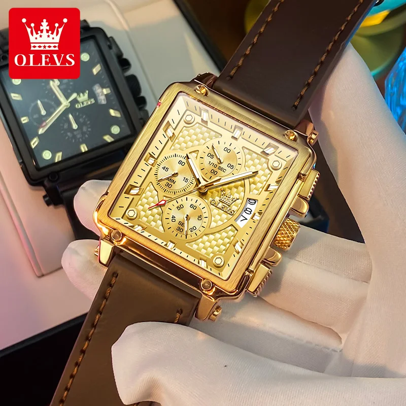 

OLEVS 9925 Quartz Men Watch Brand Luxury Creative Square Watch Night Light Waterproof Clock Noble Sports Men Watch Reloj Hombre