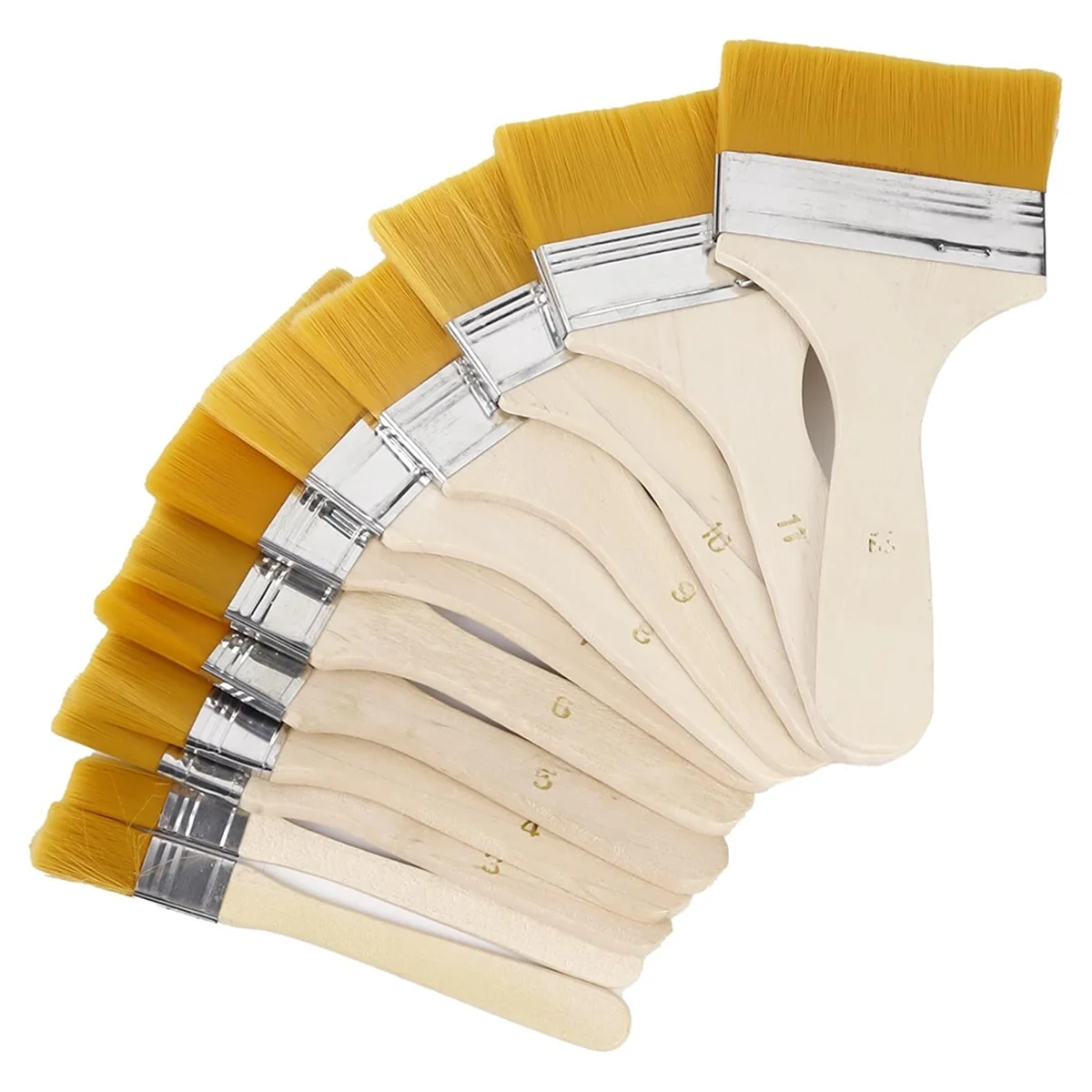 !Buy Now Set of 12 Art Paint Brushes,Various Sizes of Nylon Painting Brushes,with Wooden Handles,Artist Varnish Brush