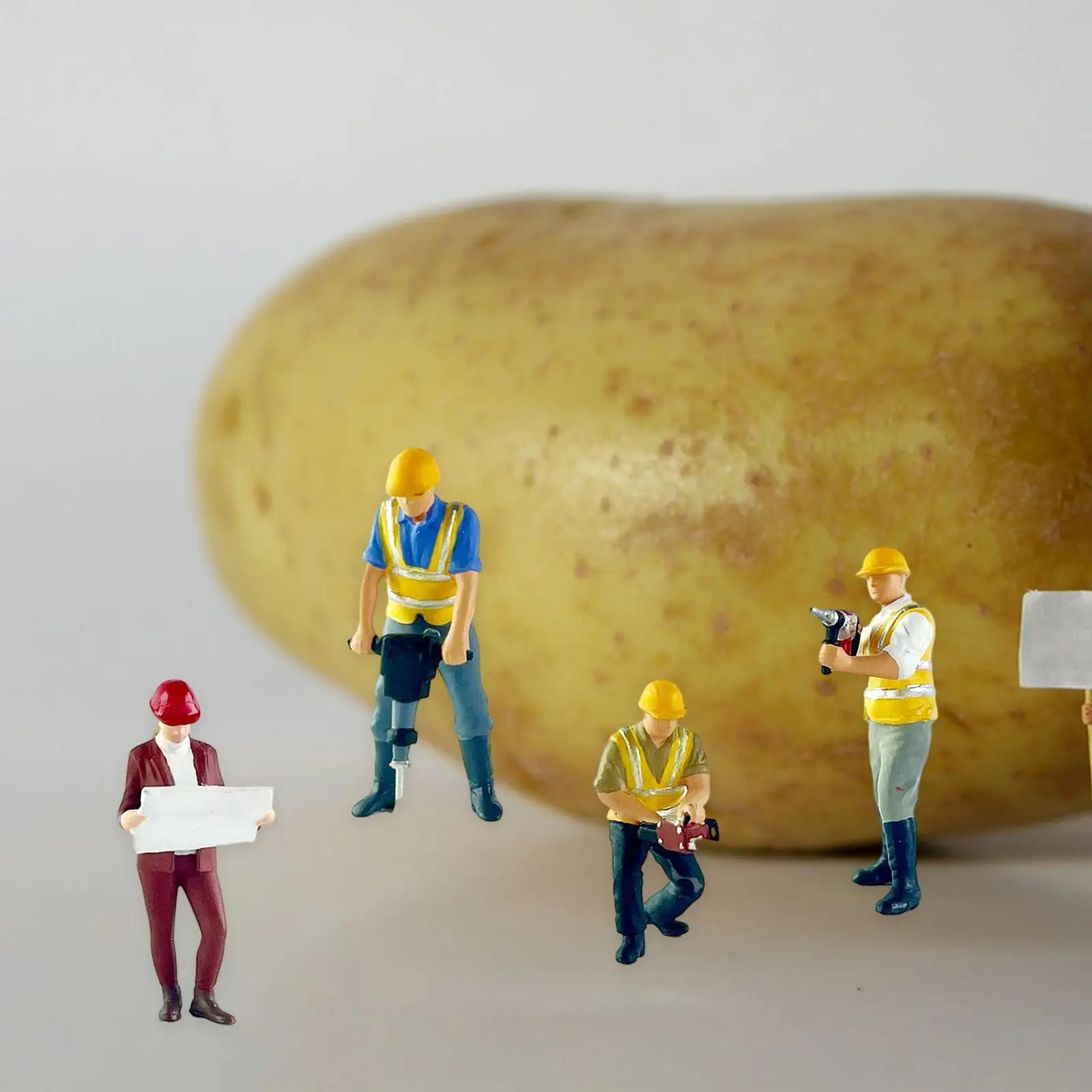 4 قطع 1/64 عامل البناء الشكل الحرف مكتب الديكور نماذج الأشخاص الصغار للصور الدعائم مصغرة المشهد الملحقات #3