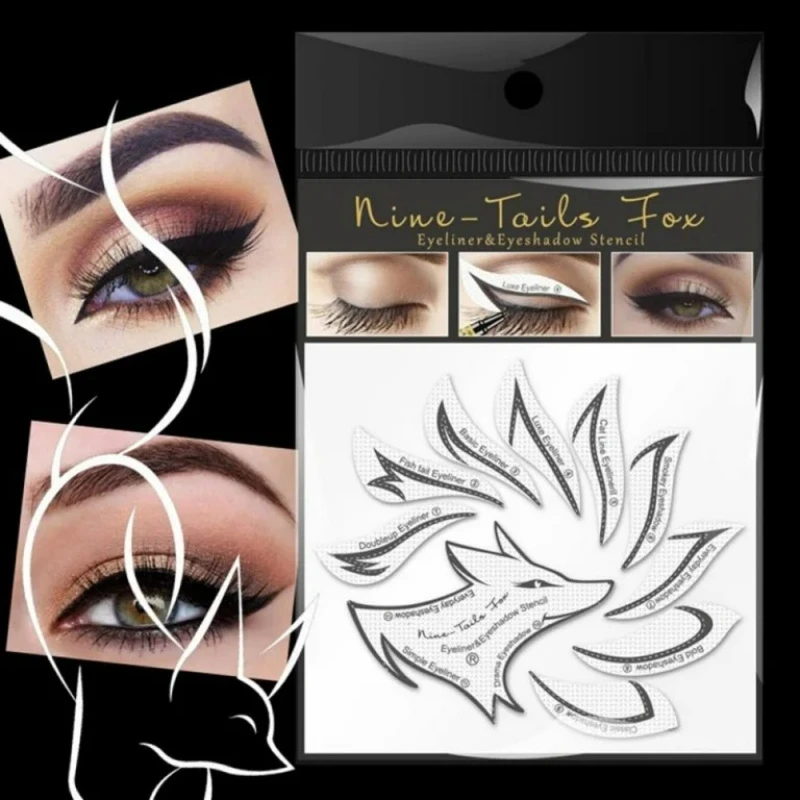 12pcs/bag Eye Makeup Stamps Winged Eyeliner Stencil Template Shaping Tools Eyebrows Printable Eye Shadow Templates Tool Stickers