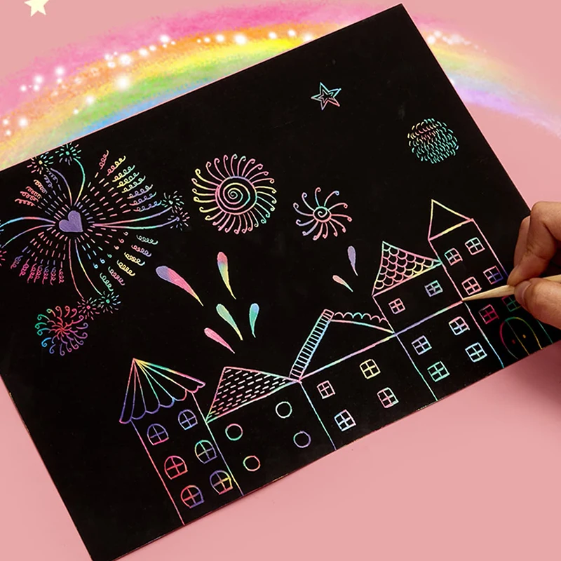 50 Pieces Rainbow Magic Scratch Off Paper Set for Kids Arts Scraping Painting Toy DIY  Kids Toys Decor Paper