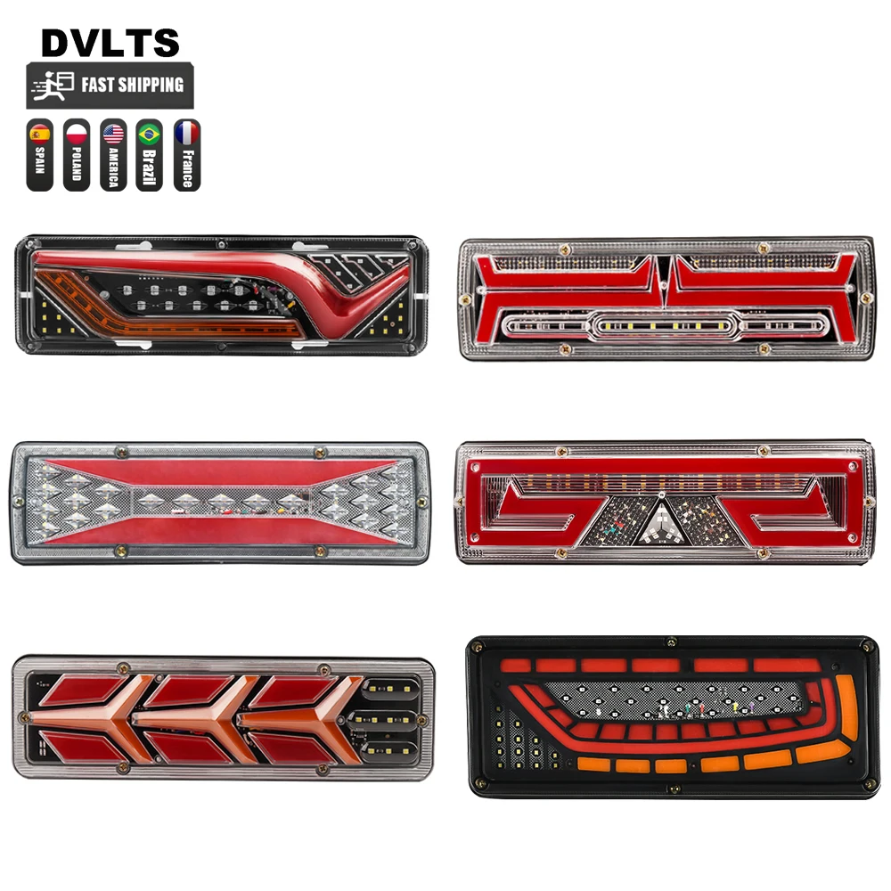 2Pcs 12V/24V Car Trailer Trucks Tail lights Car LED Rear Tail Light Running Turn Signal Rear Lamps Lorry Bus Taillight Parts