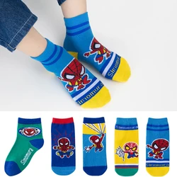 Calcetines de algodón de dibujos animados de Spiderman para niños, medias suaves de Anime para niños, calcetines de tubo medio para bebés de 1 a 12 años, 5 pares