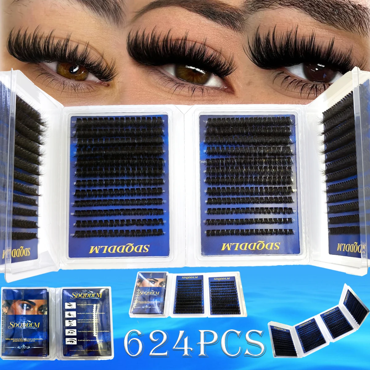 48rows Fluffy Lashes Clusters 624pcs 10 Styles 8-18mm 20-200P Wispy Individual Lashes Soft False Eyelashes Eyelash Extensions