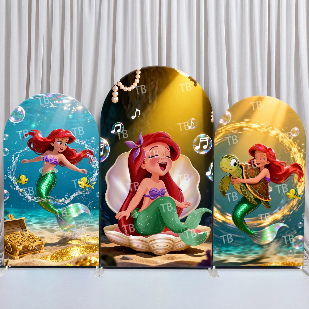 

The Little Mermaid Ariel Arch Backdrop Cover Shell Underwater Scene for Kids Birthday and Baby Shower Party Photo Booth Decor
