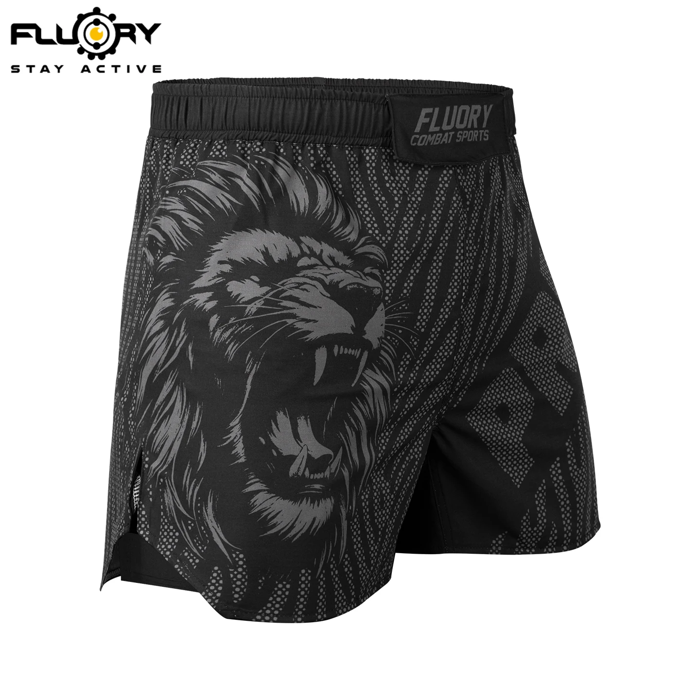 FLUORY Muay Thai Shorts MMA Shorts, 2-in-1 with Lining Breathable Ice Silk Fabric, Fighting and Fitness Boxing Shorts