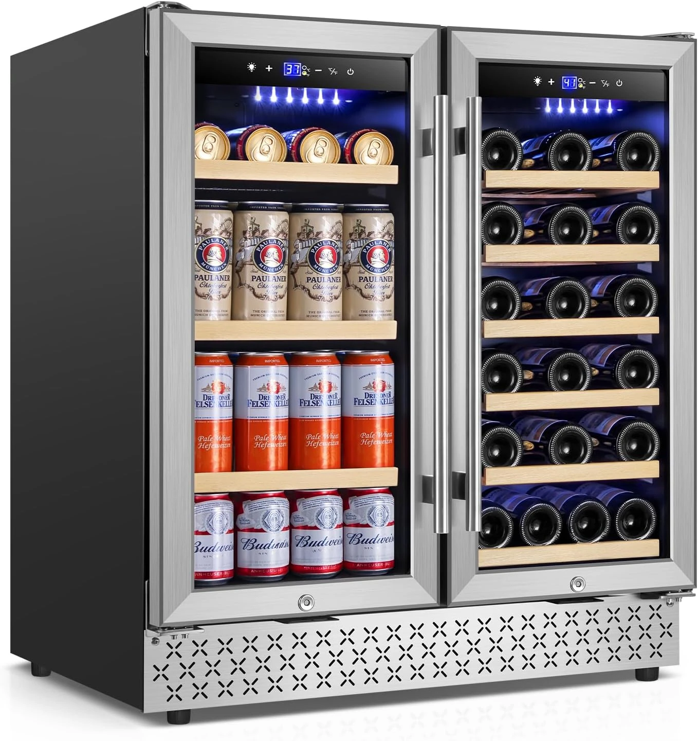 30 Inch Wine and Beverage Refrigerator, Dual Zone Wine Beverage Cooler 30