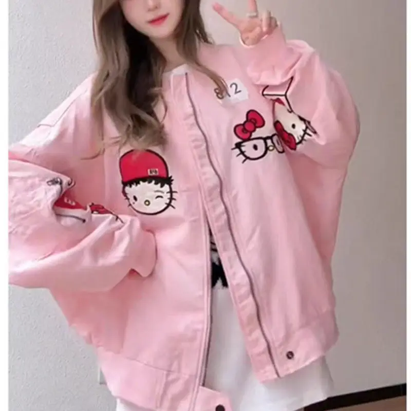 

Новая бейсбольная форма Disney Kitty Cat, женская весенняя куртка с милым мультяшным рисунком, свободная индивидуальная милая куртка в студенческом стиле, подарок на праздник