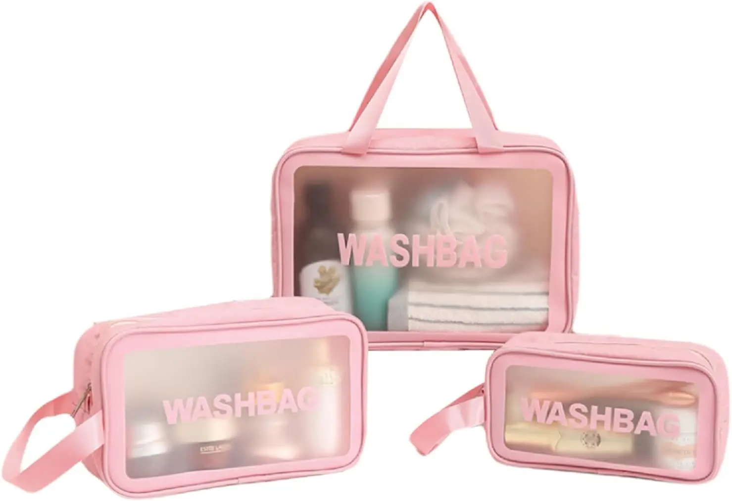 Clear Travel Bags for Toiletries, Portable PVC Waterproof Cosmetic Bags, Transparent Travel Storage Carry Pouch