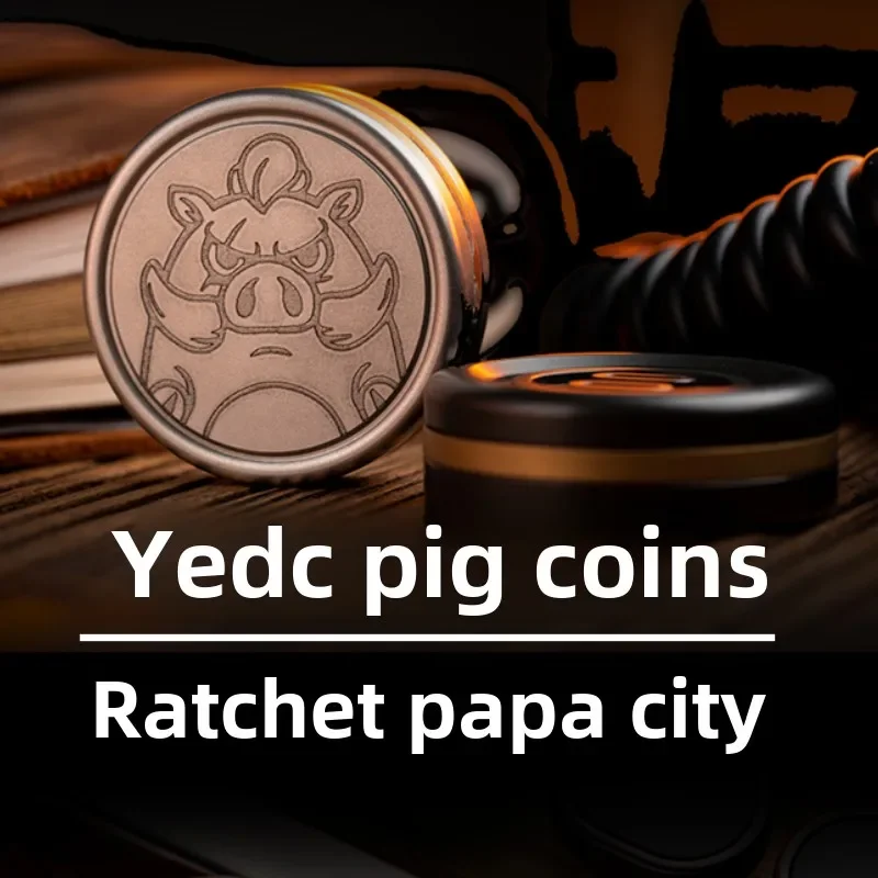 Pig Coin Ratchet Slap Coin EDC Metal Magnetic Fingertip Push Cards Stress Relief Anxiety Desktop Toys Gifts