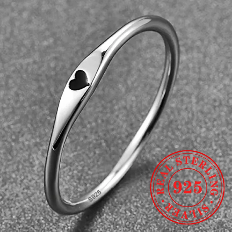 

Huitan New Arrival Minimalist Thin Ring 925 Sterling Silver with Heart Shaped Pattern Accessory Male Trendy Daily Party Jewelry