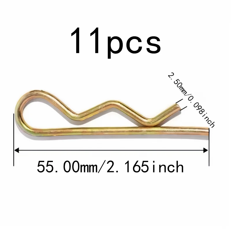 Hairpin Cotter Clips 11 pcs 5.5 M2.5*55mm, Easy Install No Tools, Reusable Spring Steel, Multipurpose