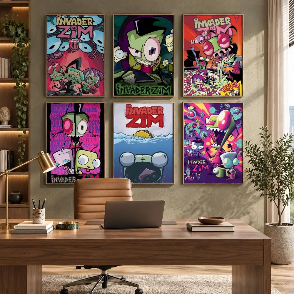 Anime I-Invader Zim Poster High-Quality Waterproof Wall Decal for Study, Living Room & Garage, Great Gift for Fans