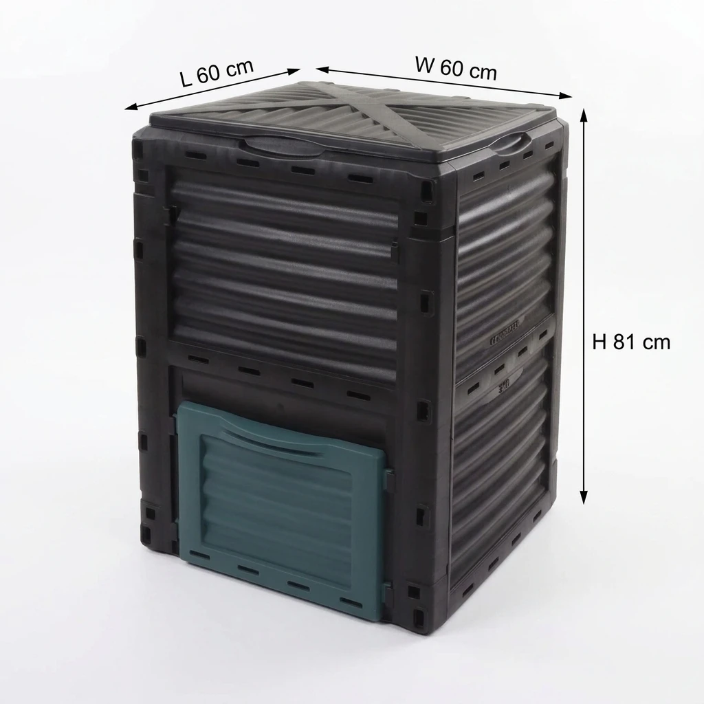 Large Plastic Garden Compost Bin Black Outdoor 300L  Lightweight Easy Assembling 80 Gallon Garden Composter