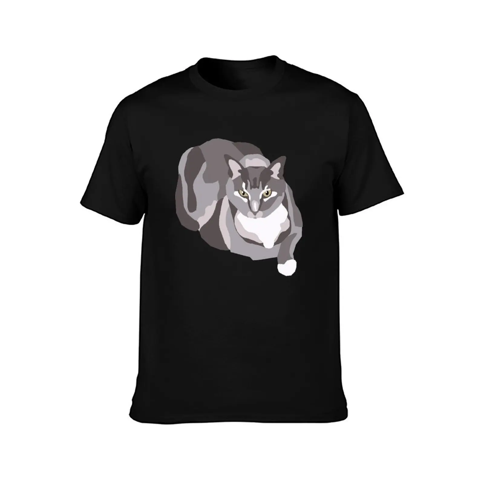 Lazy Annoyed Cat T-Shirt Stylish Graphic Short Sleeve Top T-Shirt