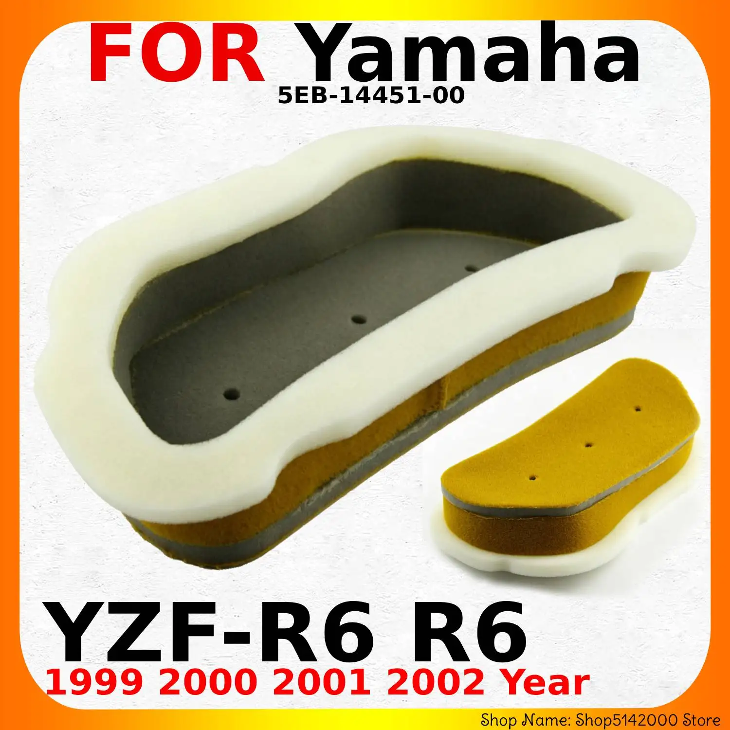 Motorcycle Air Filter Intake Air Cleaner Element Cleaning Sponge For Yamaha YZF-R6 R6 YZF-R6 1999 2000 2001 2002 5EB-14451-000