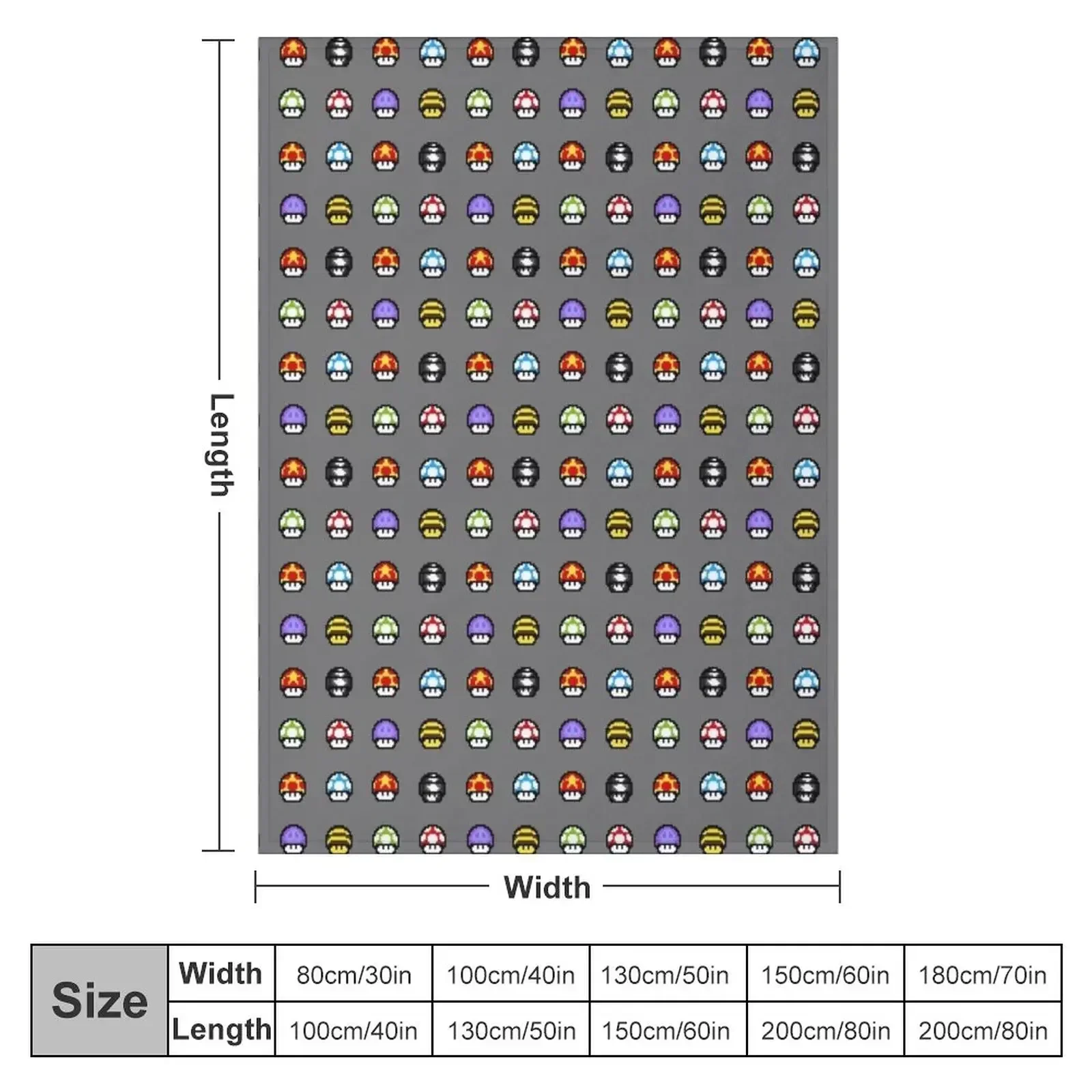 Retro Pixels Design - Mushroom Pattern Throw Blanket Thermals For Travel warm for winter Blankets