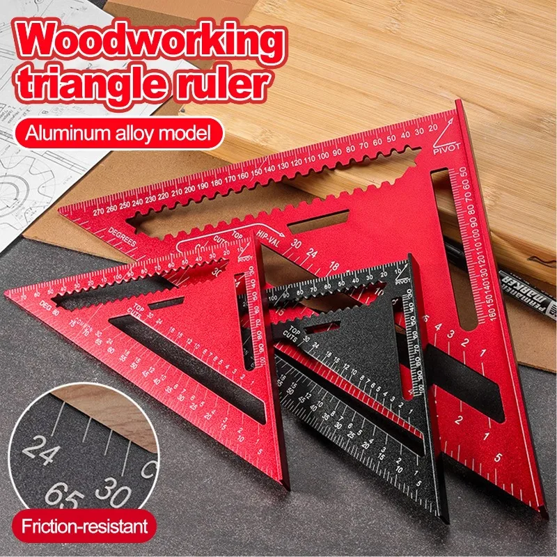 Woodworking Aluminum Alloy Triangle Gauges Measuring Gauging Tools High Precision Marker Angle Ruler Metric and Imperial