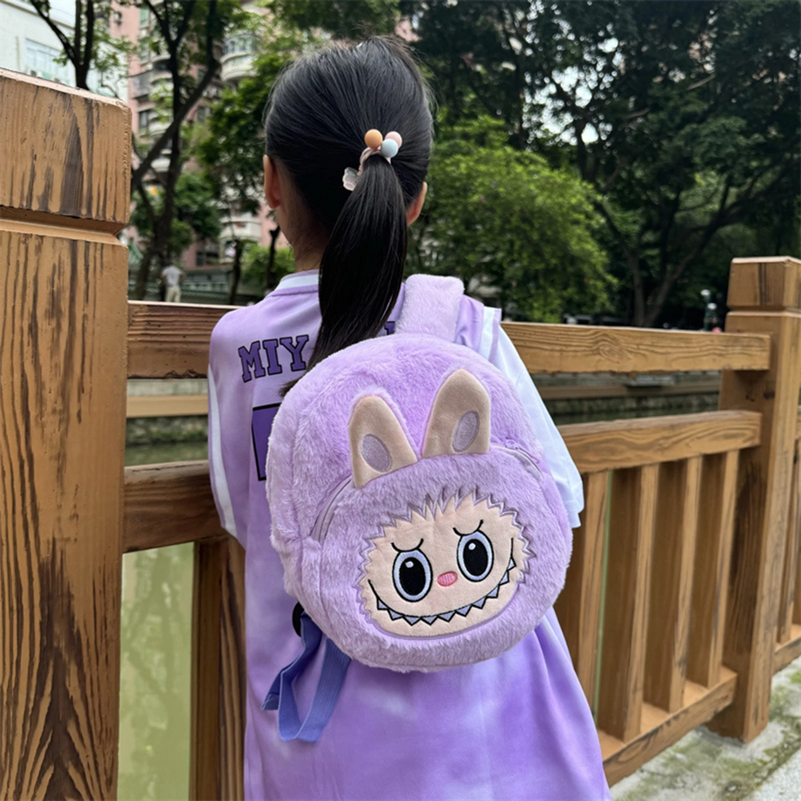 2024 Labubu Bakcpack for Girls Kids Cute Cartoon Plush Doll Bag Student Kawaii Brown/Pink Backpack Outdoor Travel Bag Gifts