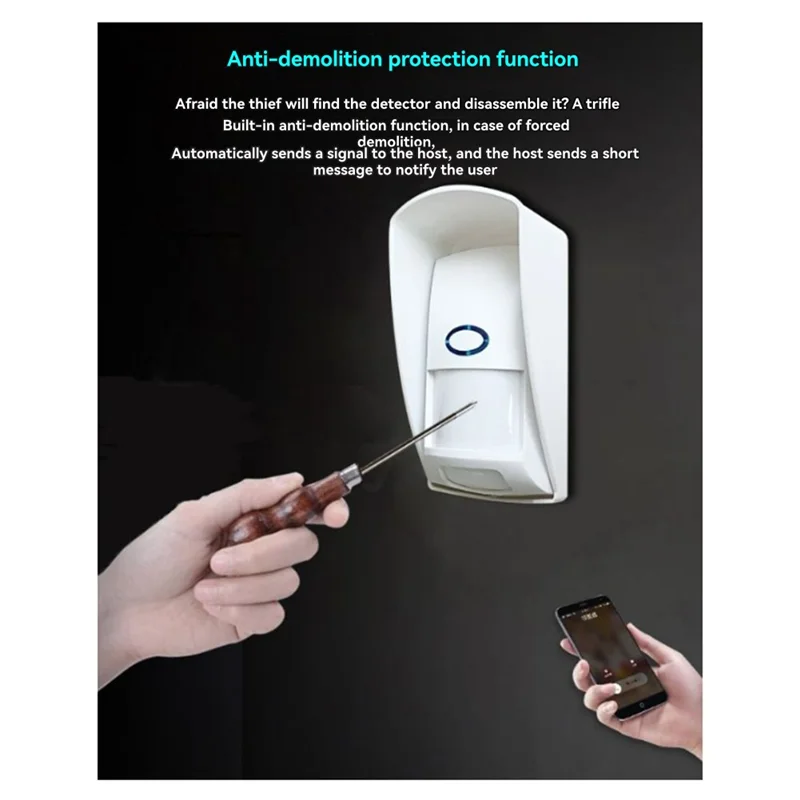 

B29C-433Mhz Outdoor Waterproof Wireless Infrared Detector Long Range For Home Security Systems Wifi/GSM Alarms