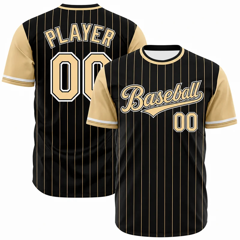 New Pinstripe Baseball Jersey, Hip Hop Streetwear Oversized T-Shirt, Casual Short Sleeve Sports Tee, Men's Team Uniform