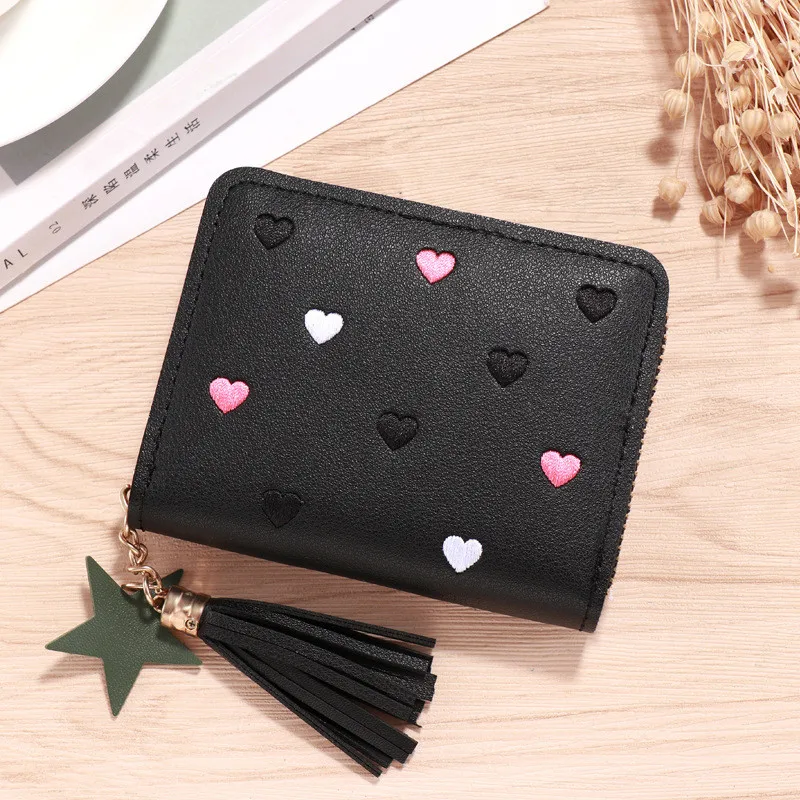 2024 New Wallet Women Ladies Mini Tassel Wallets Cute Short Zipper Lovely Pu Leather Coin Purse Female Hand Wallet Cartera