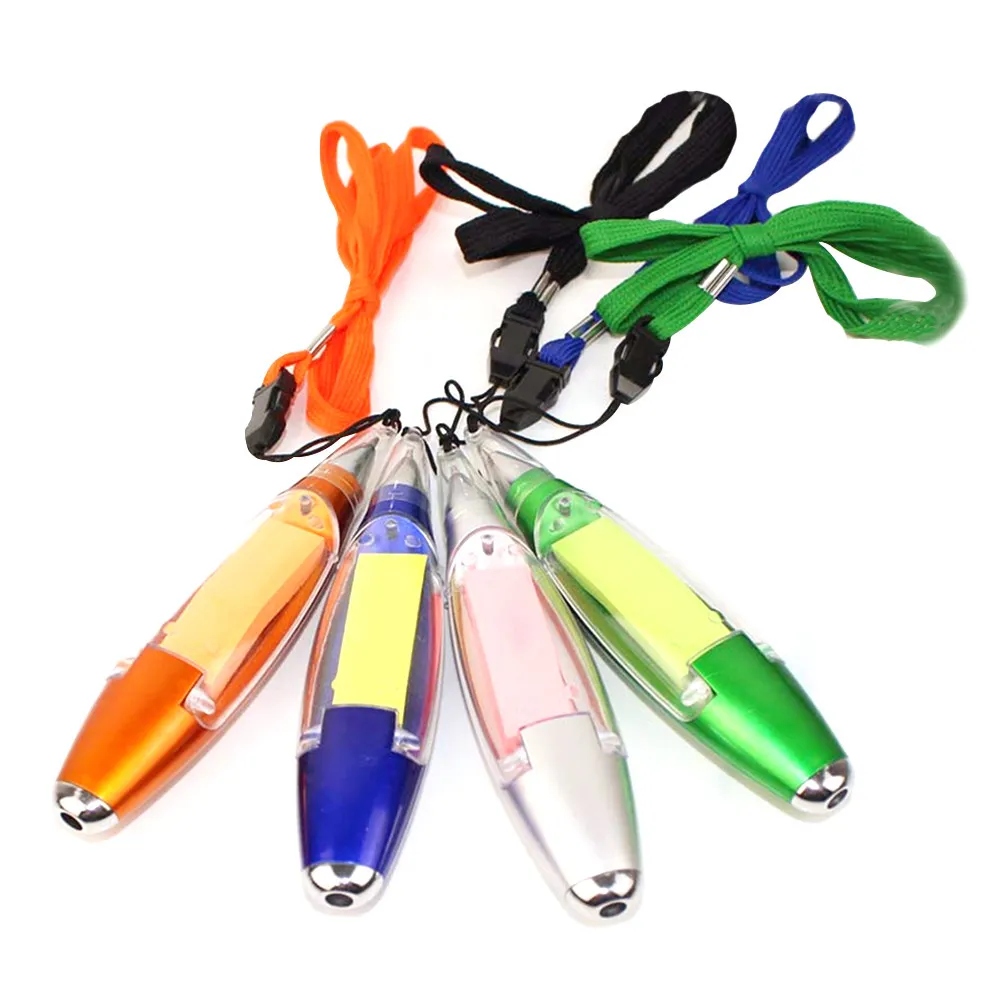 4Pcs Multi Functional LED Light Pen Ballpoint Notebook Lanyard Flashlight Portable Lightweight Gift for Kids Family Friends