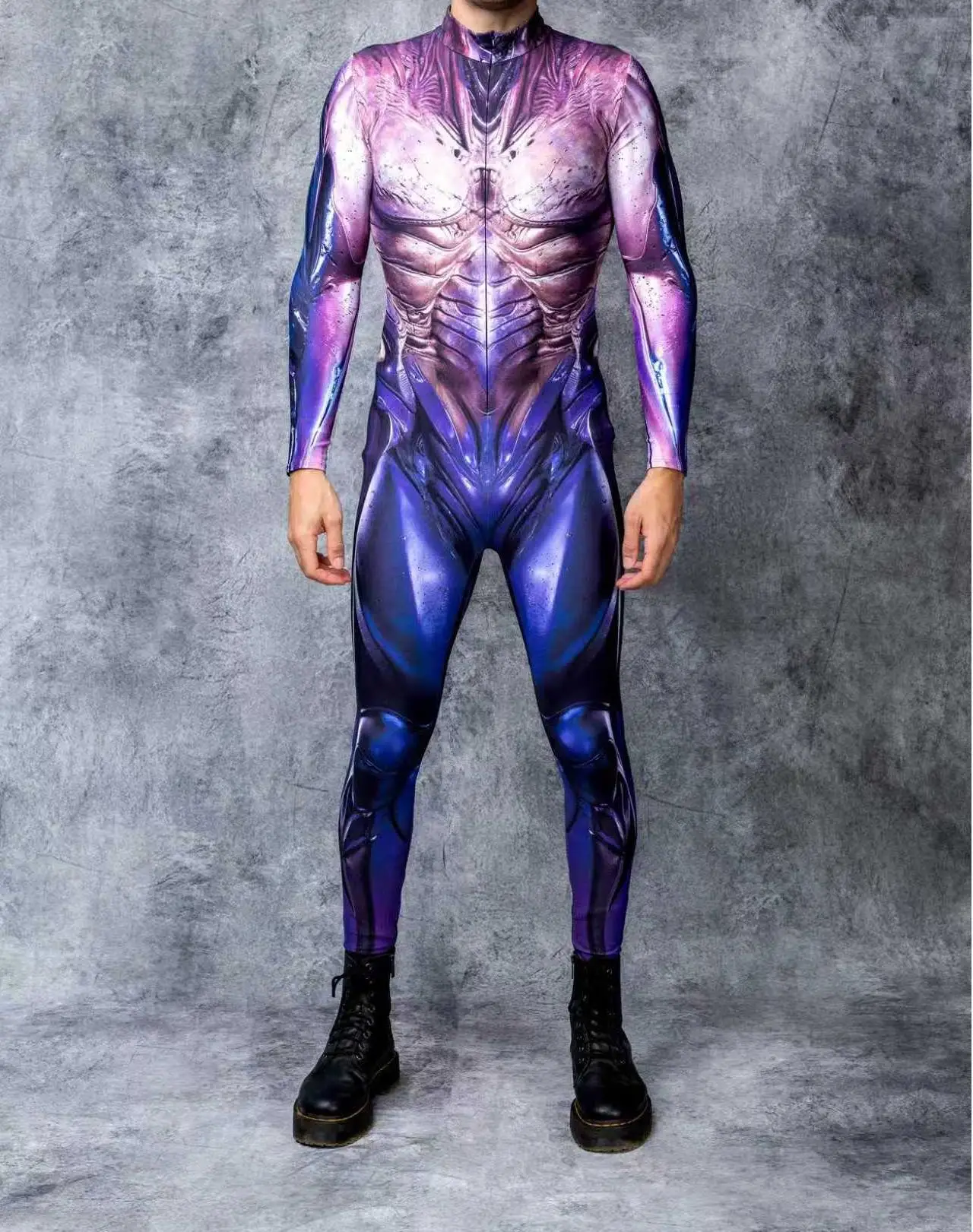 Herren Rüstungs-Muskelanzug, Karneval, Mechanischer Bodysuit, Halloween-Party, Bühnenauftritt, Cosplay-Kostüm, Strumpfhose – Detail 8
