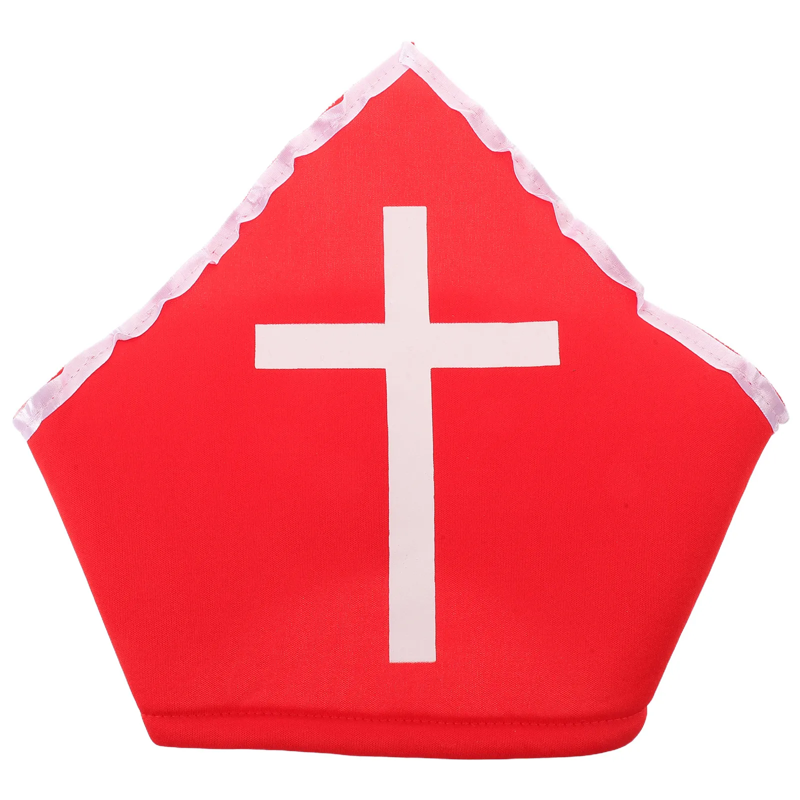 Adult Priest Hat Cardinal Pope Cap Cross Pattern Church Drama Costume Halloween Religious Pageant Performance Faith Hat