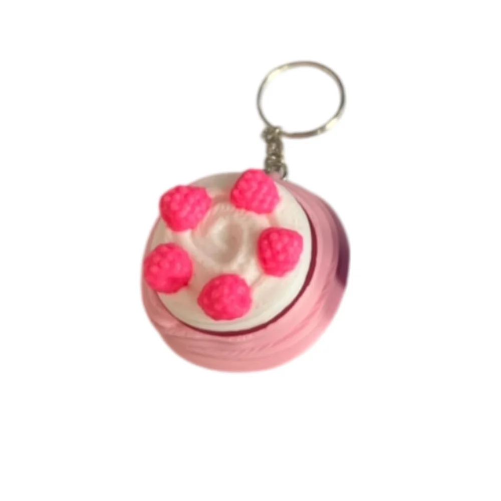 Keyring 3D Printed Clicker Key chain Simulated Cute Funny Cake Clicker Fidget Cartoon Push Button Keyboard Fidget Backpack